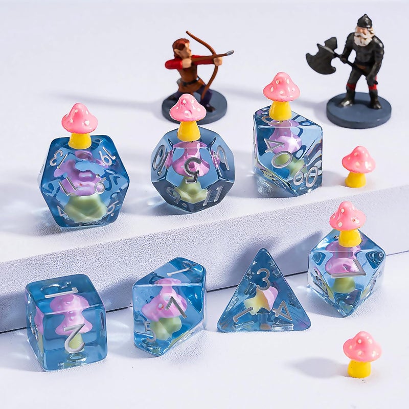 weyano Mushrooms DND Dice Set, Resin Animal Polyhedral Dice for Dungeons and Dragons, RPG, MTG D&D 7-DIE (D4, D6, D8, D10, D12, D20, D%) - Image 3